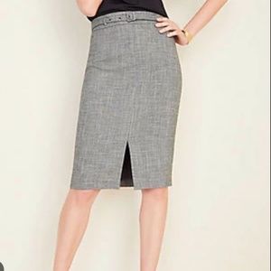 Ann Taylor Crosshatch Belted Pencil Skirt